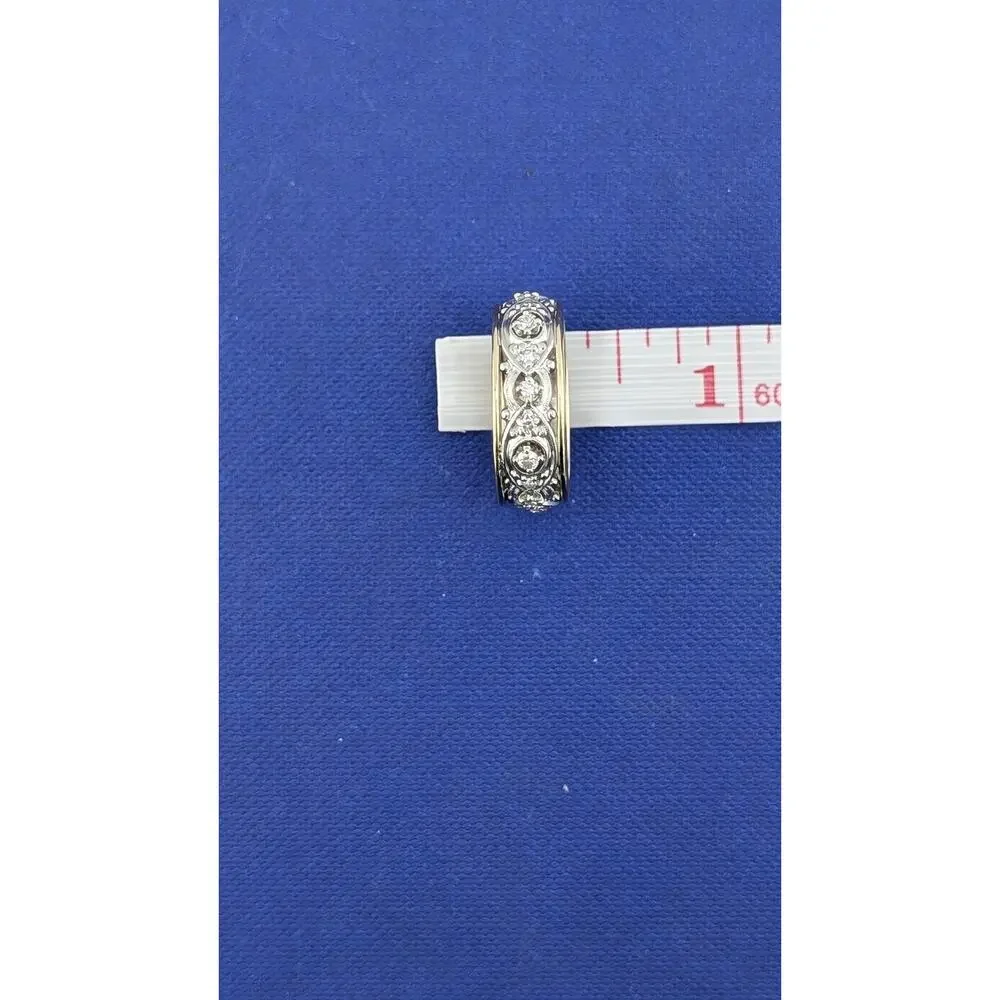14kt YG, Plat, Diamond Filigree Ring- 6.2g